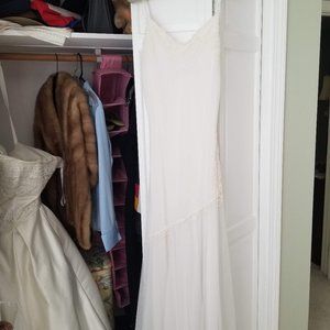 White Strapless Evening Gown by XSCAPE
